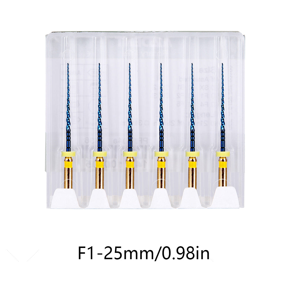 LYuen Dental Heat Activated Root Canal Files Kit SX-F3 6pcs/Box Heat Treated NiTi High Flexibility Dentist Endodontic Treatment Curved Canal Preparation Instruments