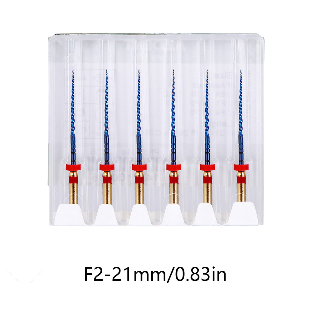 LYuen Dental Heat Activated Root Canal Files Kit SX-F3 6pcs/Box Heat Treated NiTi High Flexibility Dentist Endodontic Treatment Curved Canal Preparation Instruments