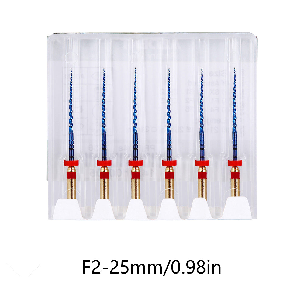 LYuen Dental Heat Activated Root Canal Files Kit SX-F3 6pcs/Box Heat Treated NiTi High Flexibility Dentist Endodontic Treatment Curved Canal Preparation Instruments