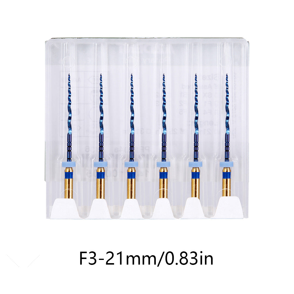 LYuen Dental Heat Activated Root Canal Files Kit SX-F3 6pcs/Box Heat Treated NiTi High Flexibility Dentist Endodontic Treatment Curved Canal Preparation Instruments