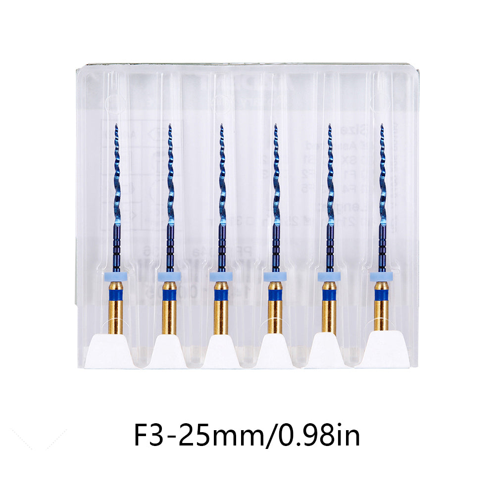 LYuen Dental Heat Activated Root Canal Files Kit SX-F3 6pcs/Box Heat Treated NiTi High Flexibility Dentist Endodontic Treatment Curved Canal Preparation Instruments