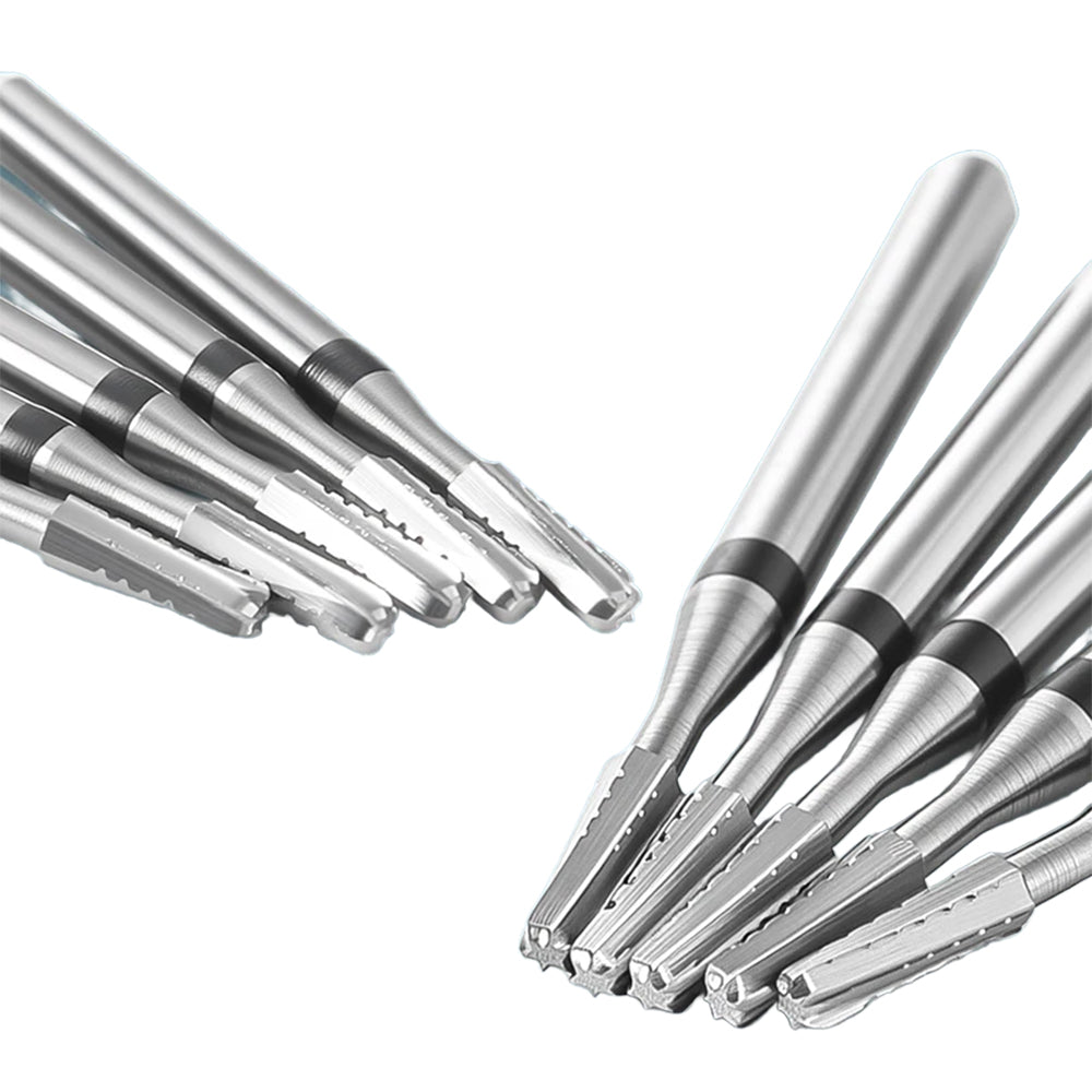 LYuen 10pcs FG1957 & FG1958 Tungsten Carbide Burs – Metal Cutting FG 1.6mm for High Speed Handpiece, Tooth Preparation & Crown Removal, Dentistry Tools