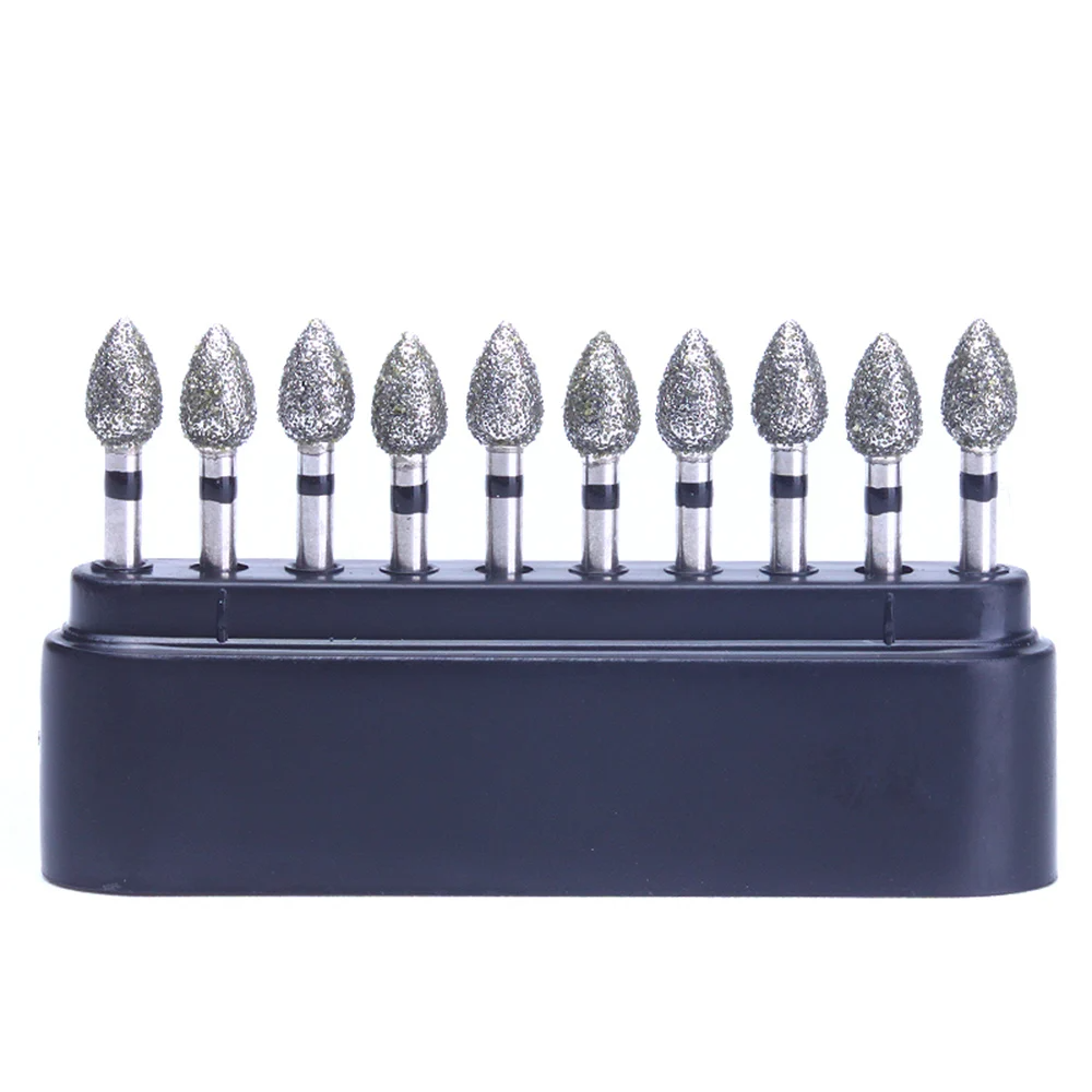 LYuen 10Pcs Super Coarse Diamond Burs Kit – Multiple Shapes for Crown/Cavity Preparation, FG 1.6mm for High Speed Handpiece, with Black Storage Box (All Super Coarse Grit)