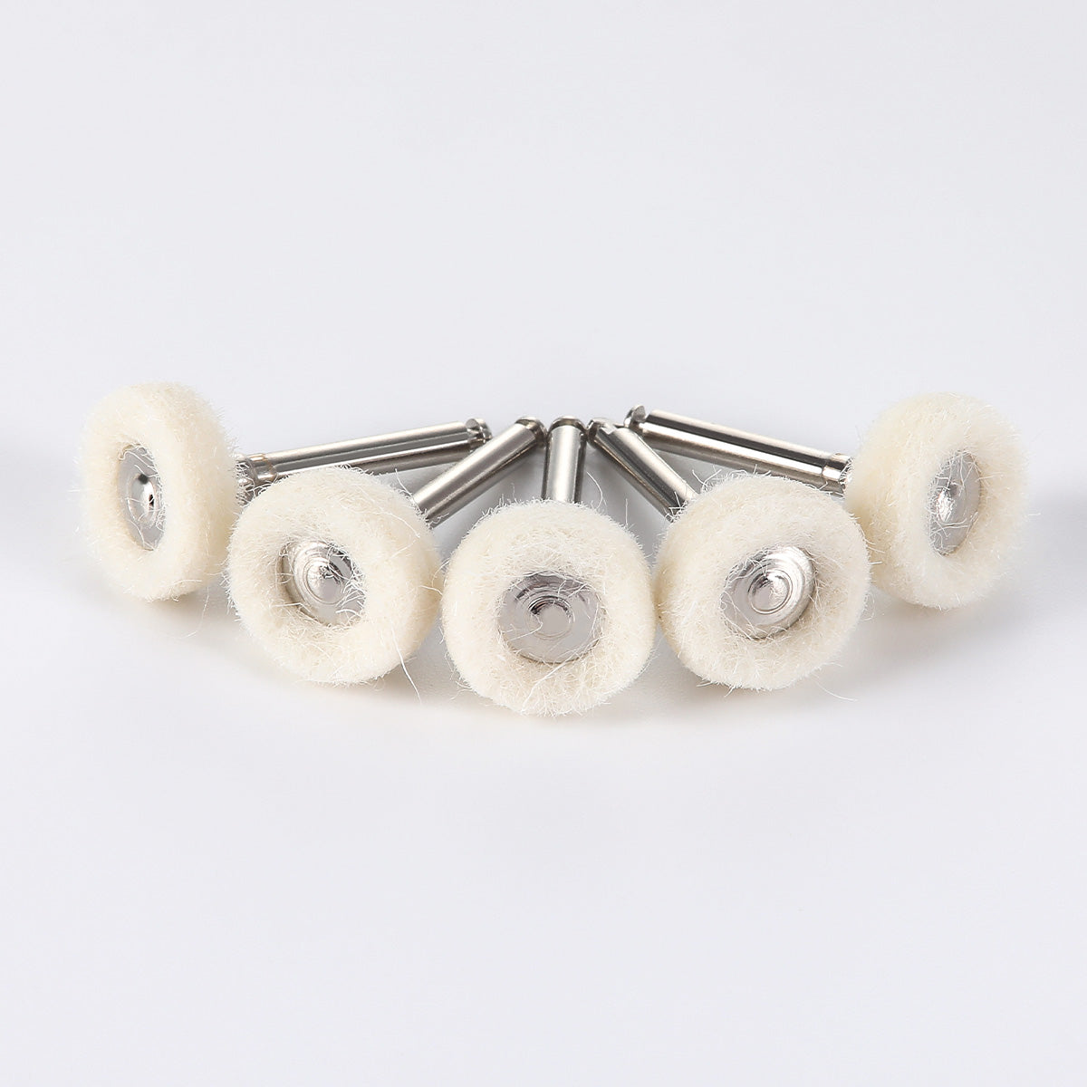 LYuen 5Pcs Dental Polishing Brush Set – Felt/Wool/Cotton/Goat Hair Wheels, RA 2.35mm Shank for Rotary Tools, Autoclavable Polisher