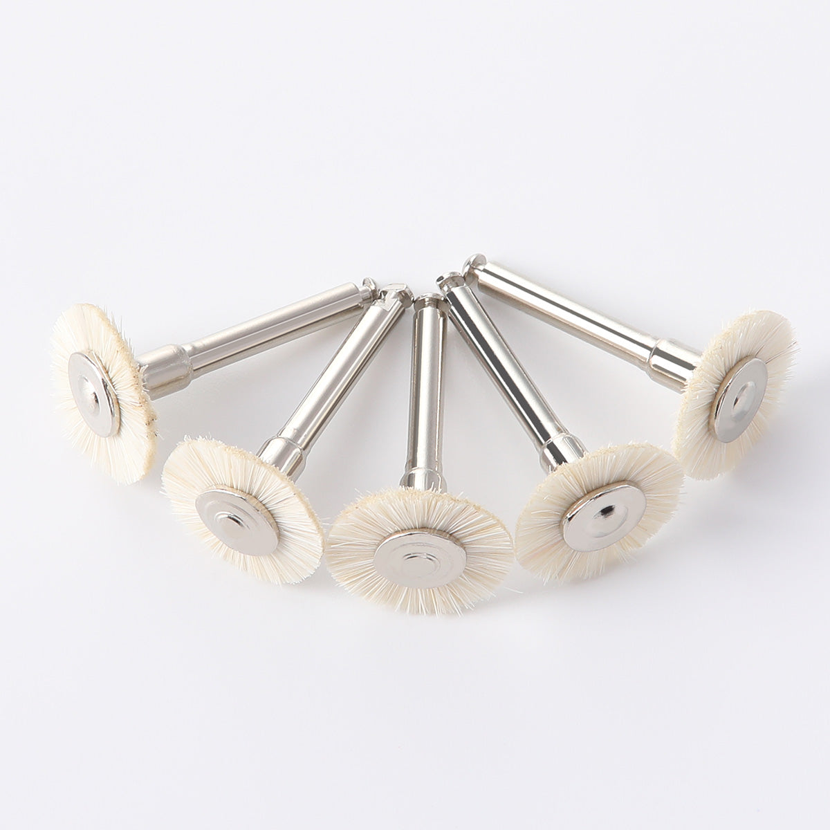 LYuen 5Pcs Dental Polishing Brush Set – Felt/Wool/Cotton/Goat Hair Wheels, RA 2.35mm Shank for Rotary Tools, Autoclavable Polisher