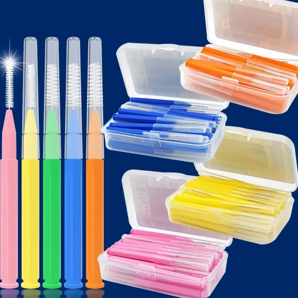 LYuen 30Pcs Dental Floss Picks Set – Portable Interdental Brushes for Deep Cleaning, Plastic Handle Travel Oral Care Kit