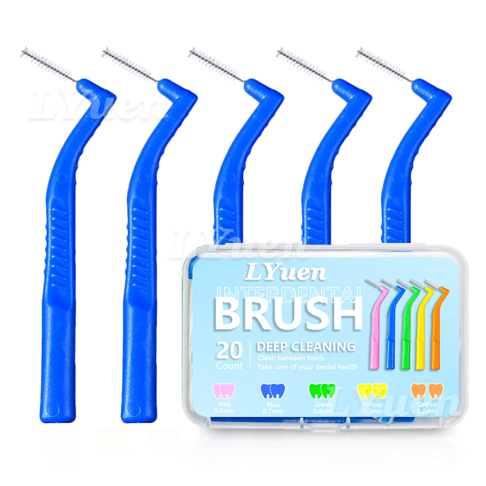 LYuen 20Pcs L-Shaped Short Interdental Brush – Ultrathin Mini Brush for Orthodontic Braces Cleaning & Between Teeth