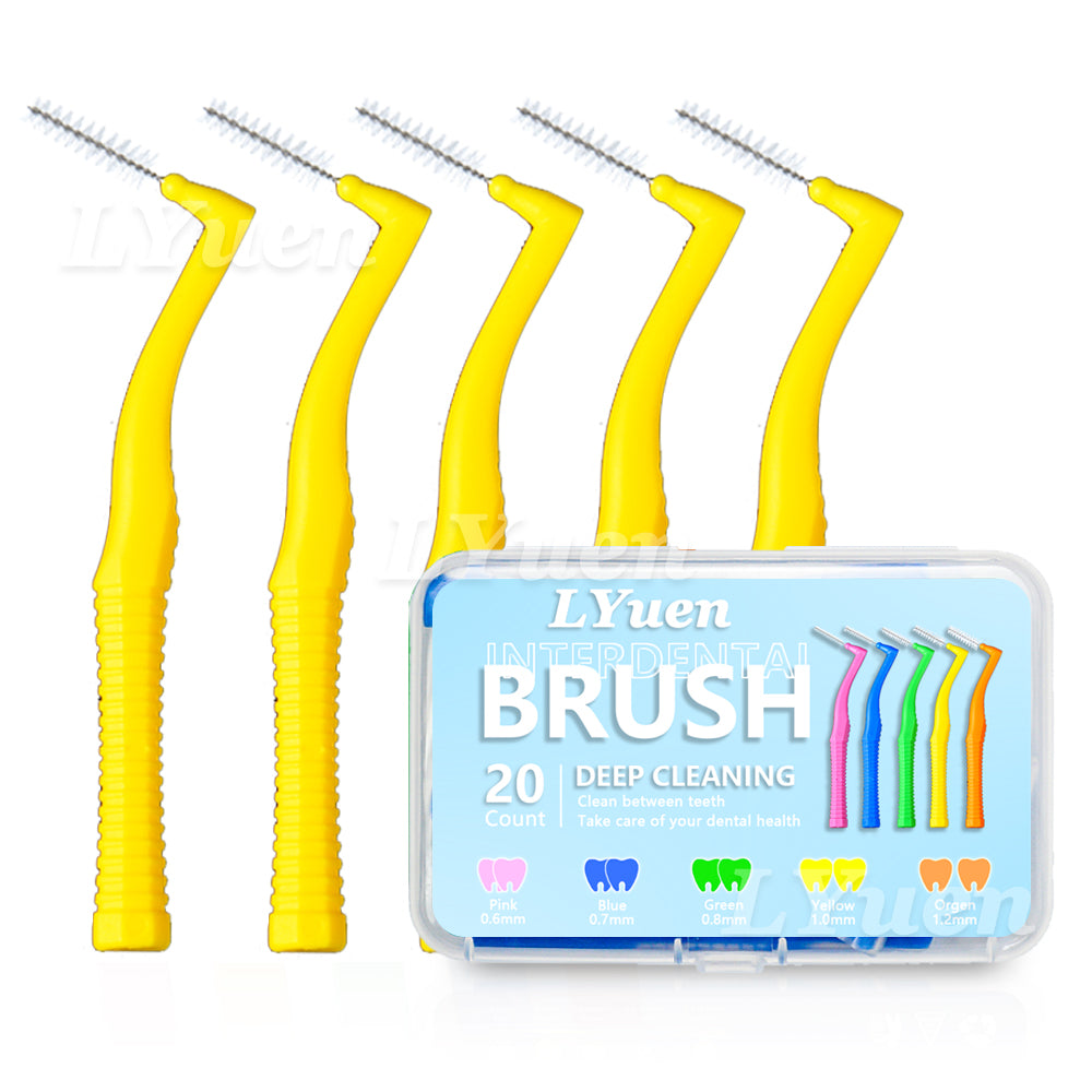 LYuen 20Pcs L-Shape Interdental Brush – Orthodontic Toothpick for Teeth Whitening, Easy Reach Back Molars