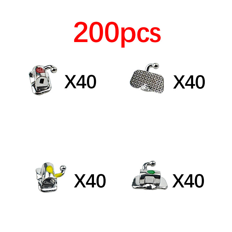 LYuen 80/200Pcs Orthodontic Buccal Tubes – Bondable Monoblock Non-Convertible for 1st Molar, Roth/MBT 0.022″ System, 20 Sets UL/UR/LL/LR (Medical Stainless Steel)