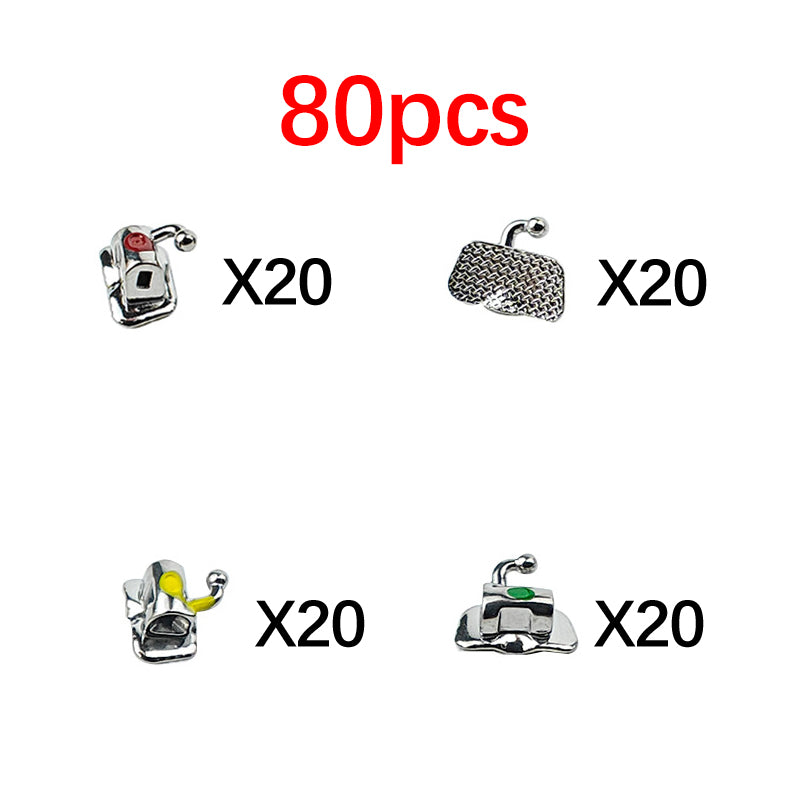 LYuen 80/200Pcs Orthodontic Buccal Tubes – Bondable Monoblock Non-Convertible for 1st Molar, Roth/MBT 0.022″ System, 20 Sets UL/UR/LL/LR (Medical Stainless Steel)