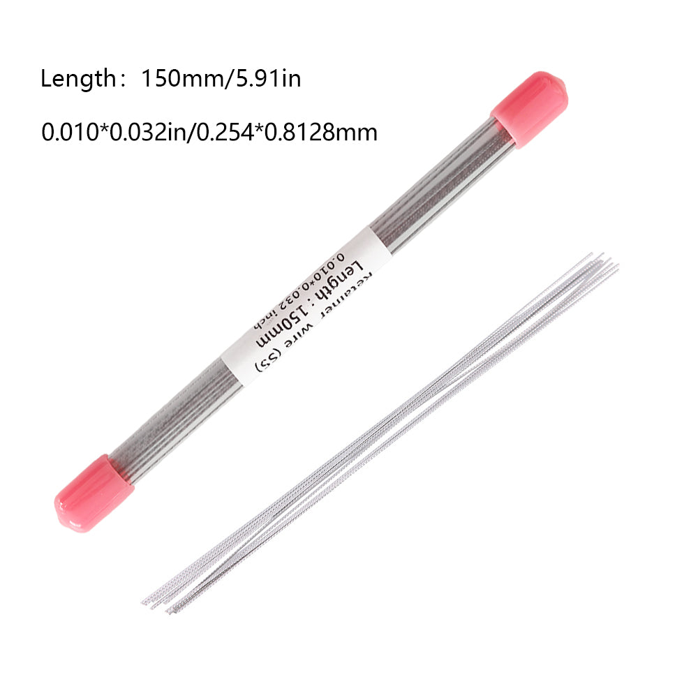 LYuen 10Pcs Orthodontic Lingual Retainer Wires – Flat Straight Twist Stainless Steel 15cm Length, Fixed Retention Wire for Dental Orthodontics (1mm Width)