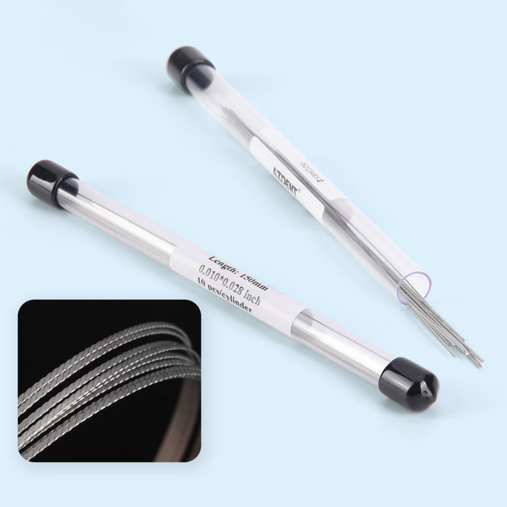 LYuen 10Pcs Orthodontic Lingual Retainer Wires – Flat Straight Twist Stainless Steel 15cm Length, Fixed Retention Wire for Dental Orthodontics (1mm Width)