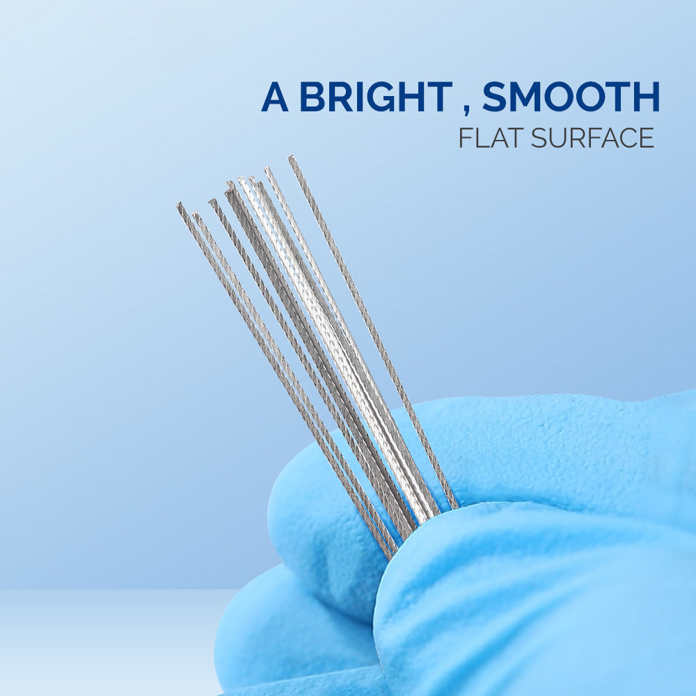 LYuen 10Pcs Orthodontic Lingual Retainer Wires – Flat Straight Twist Stainless Steel 15cm Length, Fixed Retention Wire for Dental Orthodontics (1mm Width)