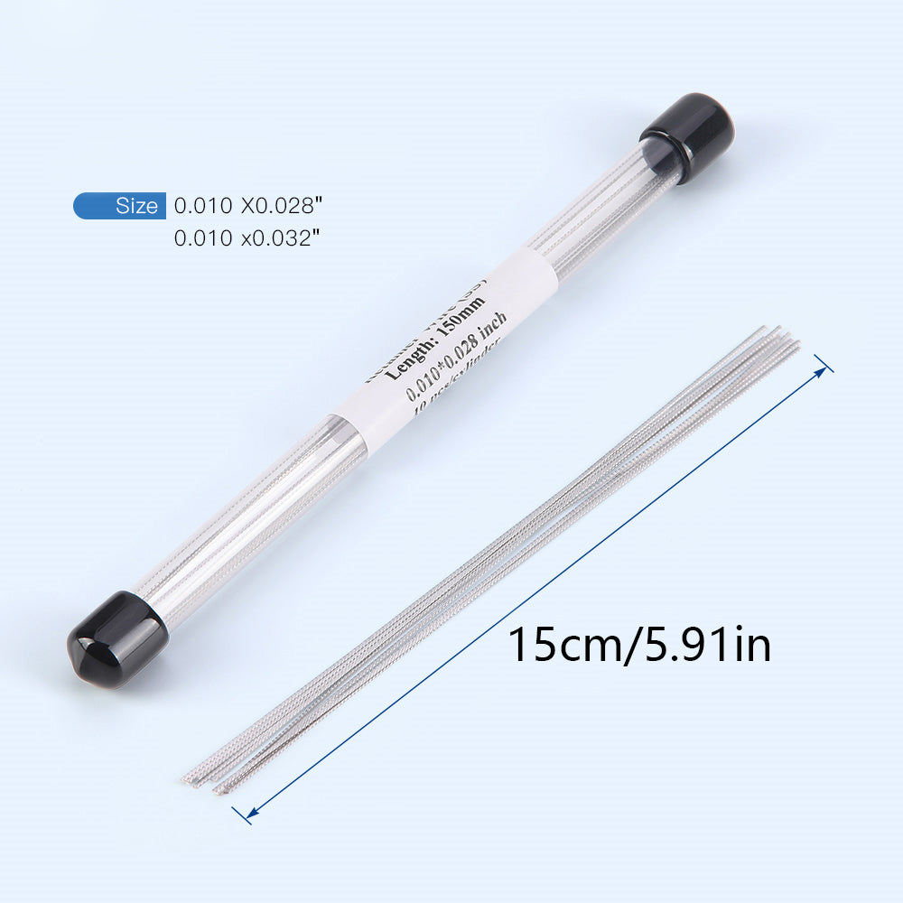 LYuen 10Pcs Orthodontic Lingual Retainer Wires – Flat Straight Twist Stainless Steel 15cm Length, Fixed Retention Wire for Dental Orthodontics (1mm Width)