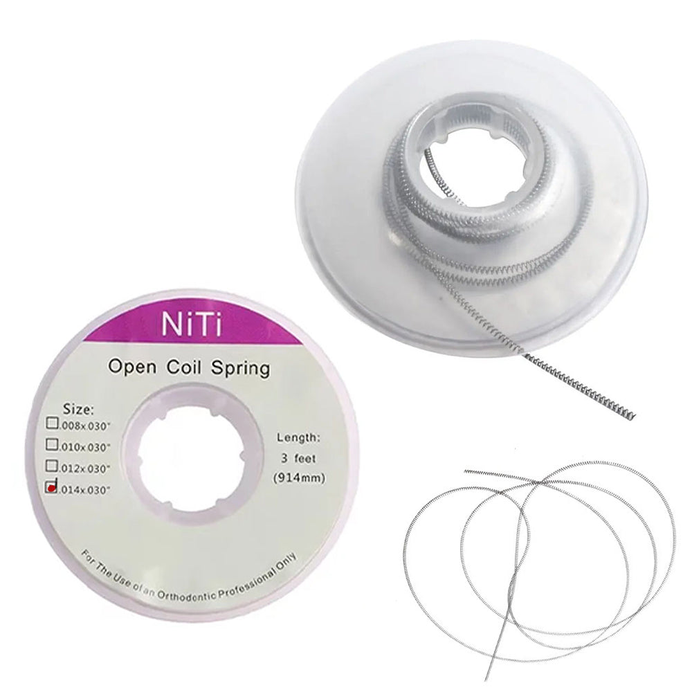 LYuen 1 Roll 3FT Orthodontic Niti Open Coil Spring – 0.008-0.014″ Sizes, Continuous Force for Space Opening/Holding, Nickel Titanium Coil for Braces/Archwires (914mm)