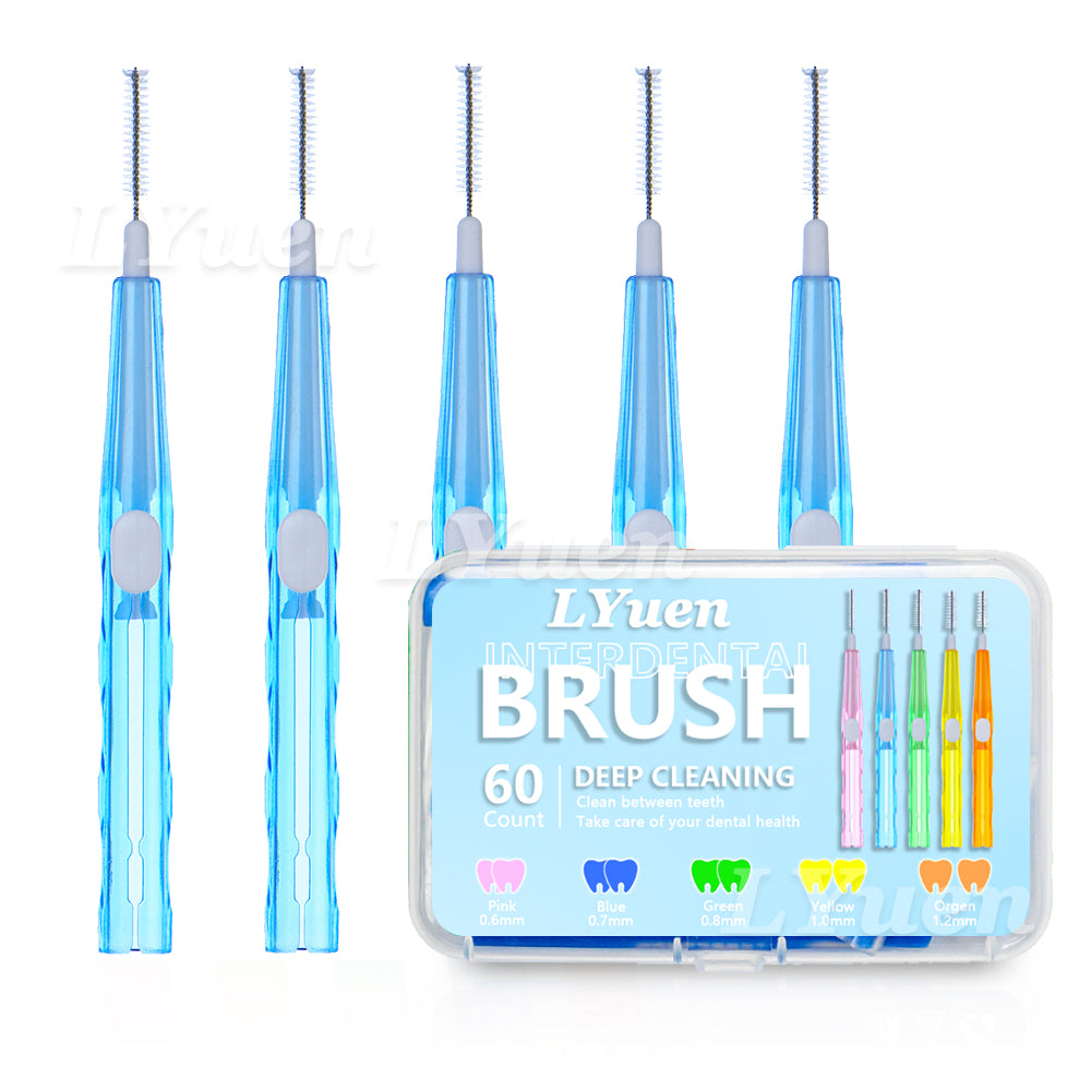 LYuen 60pcs Interdental Brushes Set – Push-Pull Orthodontic Toothbrush for Braces Cleaning, Soft Bristles Travel Portable