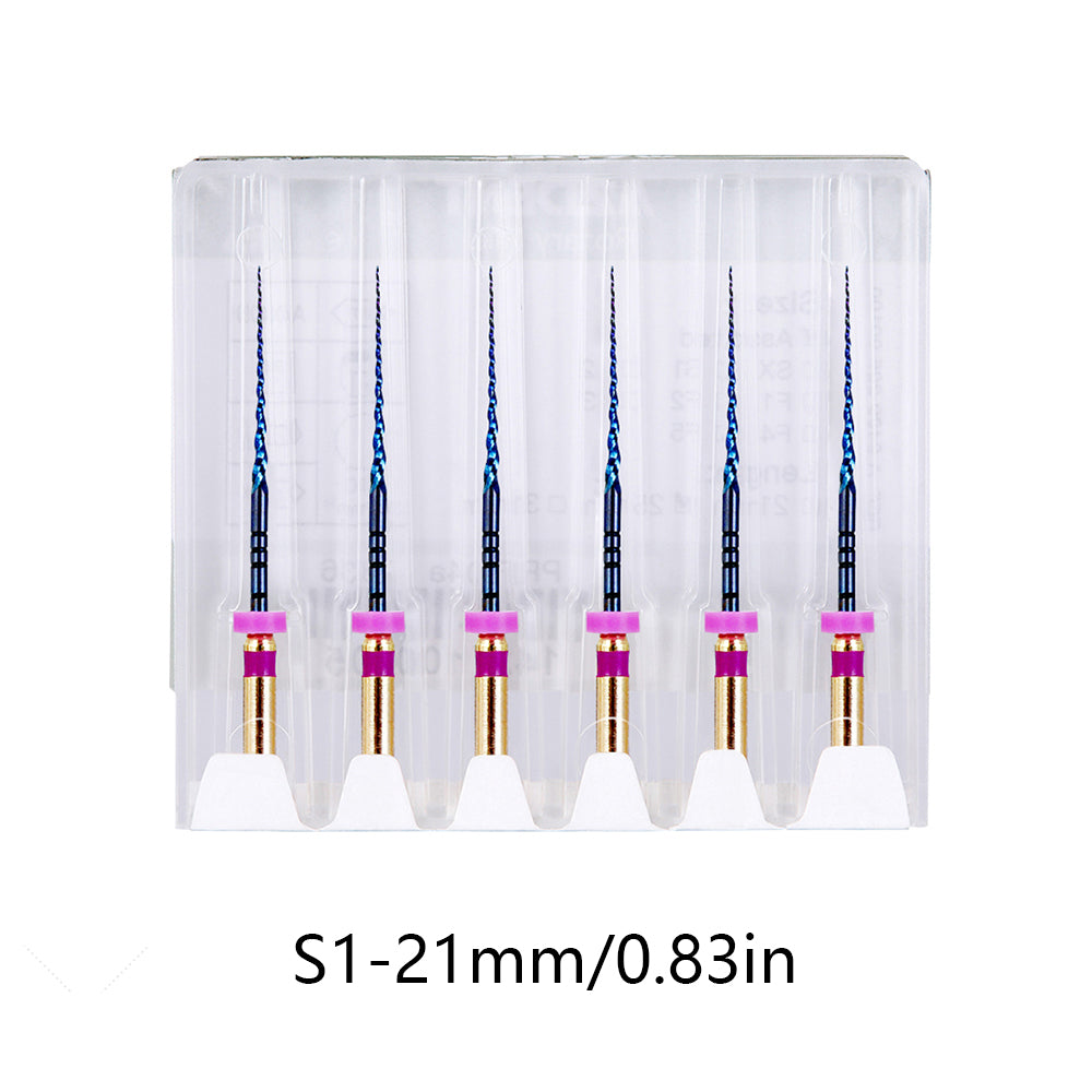 LYuen Dental Heat Activated Root Canal Files Kit SX-F3 6pcs/Box Heat Treated NiTi High Flexibility Dentist Endodontic Treatment Curved Canal Preparation Instruments