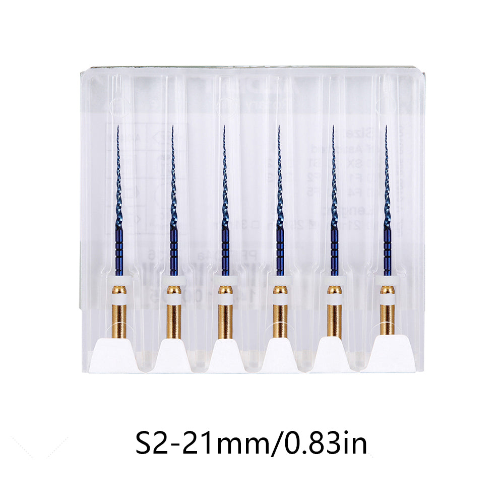 LYuen Dental Heat Activated Root Canal Files Kit SX-F3 6pcs/Box Heat Treated NiTi High Flexibility Dentist Endodontic Treatment Curved Canal Preparation Instruments