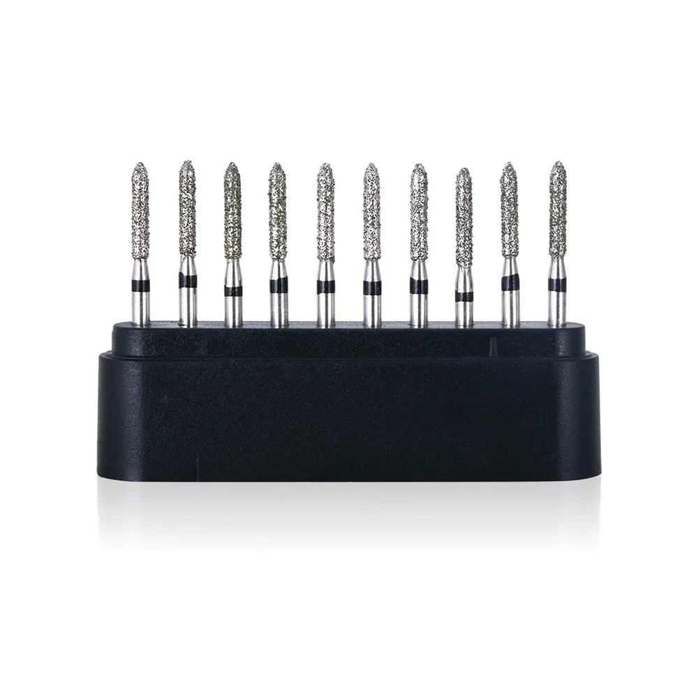 LYuen 10Pcs Super Coarse Diamond Burs Kit – Multiple Shapes for Crown/Cavity Preparation, FG 1.6mm for High Speed Handpiece, with Black Storage Box (All Super Coarse Grit)