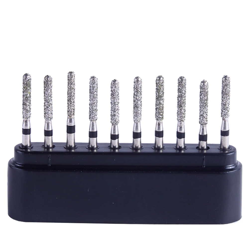 LYuen 10Pcs Super Coarse Diamond Burs Kit – Multiple Shapes for Crown/Cavity Preparation, FG 1.6mm for High Speed Handpiece, with Black Storage Box (All Super Coarse Grit)