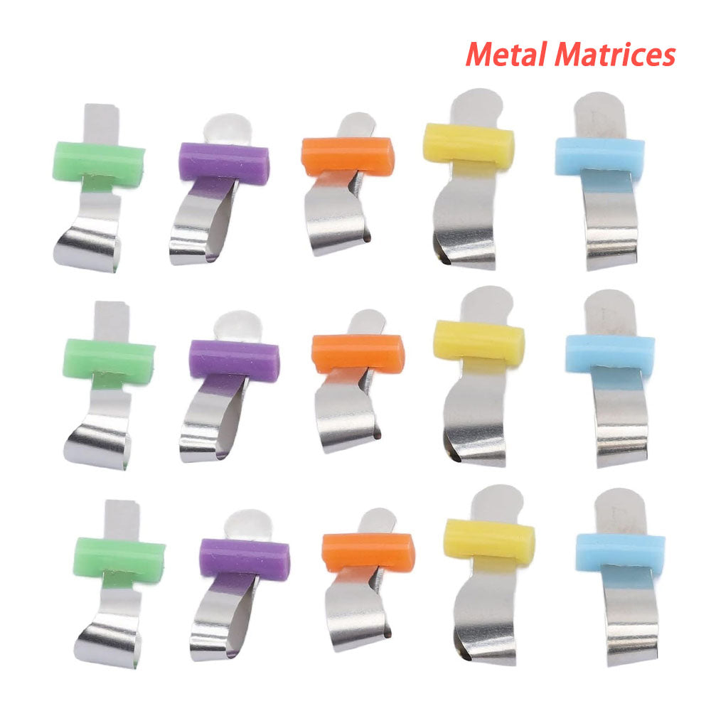 LYuen 20/50Pcs Sectional Contoured Metal Matrices – Retainer Less Automatrix, 0.035mm Forming Sheet for Anterior Teeth, Autoclavable Dentistry Tools (Adult/Child Widths)