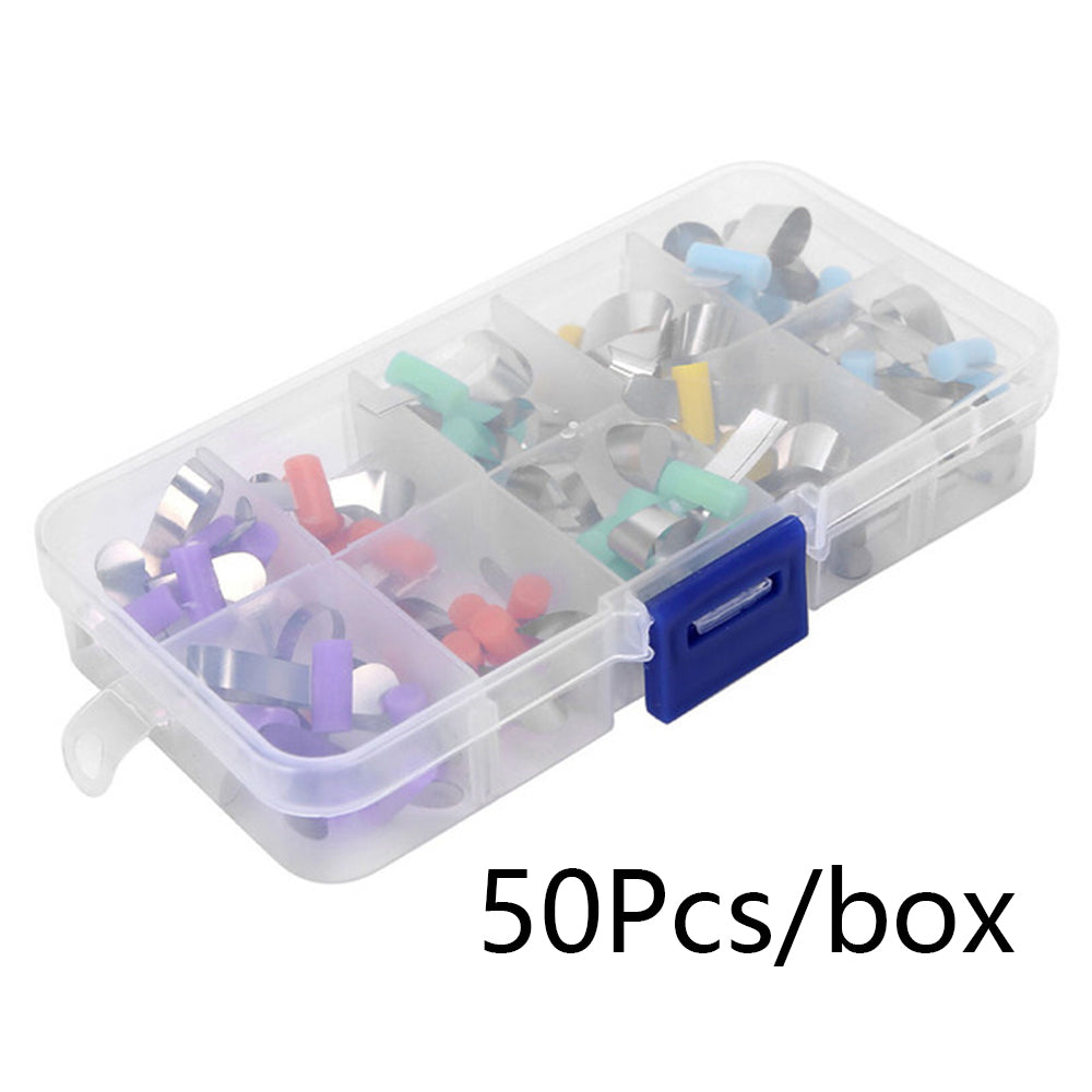 LYuen 20/50Pcs Sectional Contoured Metal Matrices – Retainer Less Automatrix, 0.035mm Forming Sheet for Anterior Teeth, Autoclavable Dentistry Tools (Adult/Child Widths)