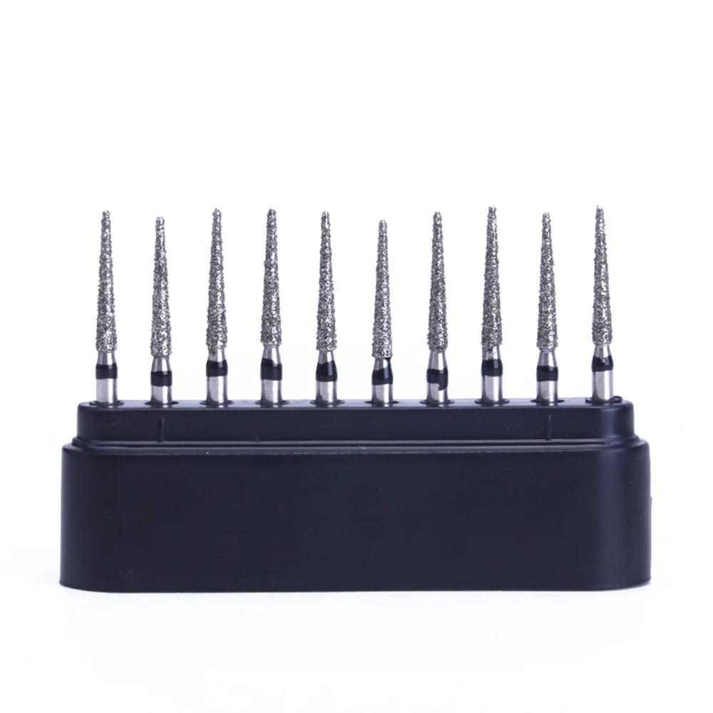 LYuen 10Pcs Super Coarse Diamond Burs Kit – Multiple Shapes for Crown/Cavity Preparation, FG 1.6mm for High Speed Handpiece, with Black Storage Box (All Super Coarse Grit)