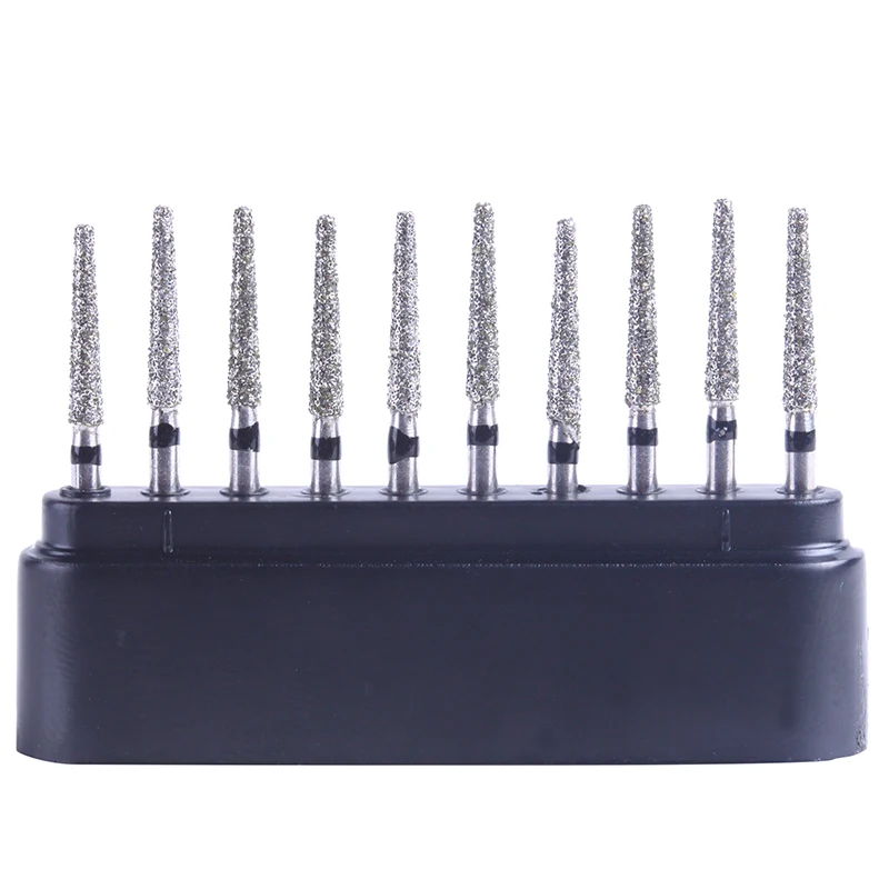 LYuen 10Pcs Super Coarse Diamond Burs Kit – Multiple Shapes for Crown/Cavity Preparation, FG 1.6mm for High Speed Handpiece, with Black Storage Box (All Super Coarse Grit)