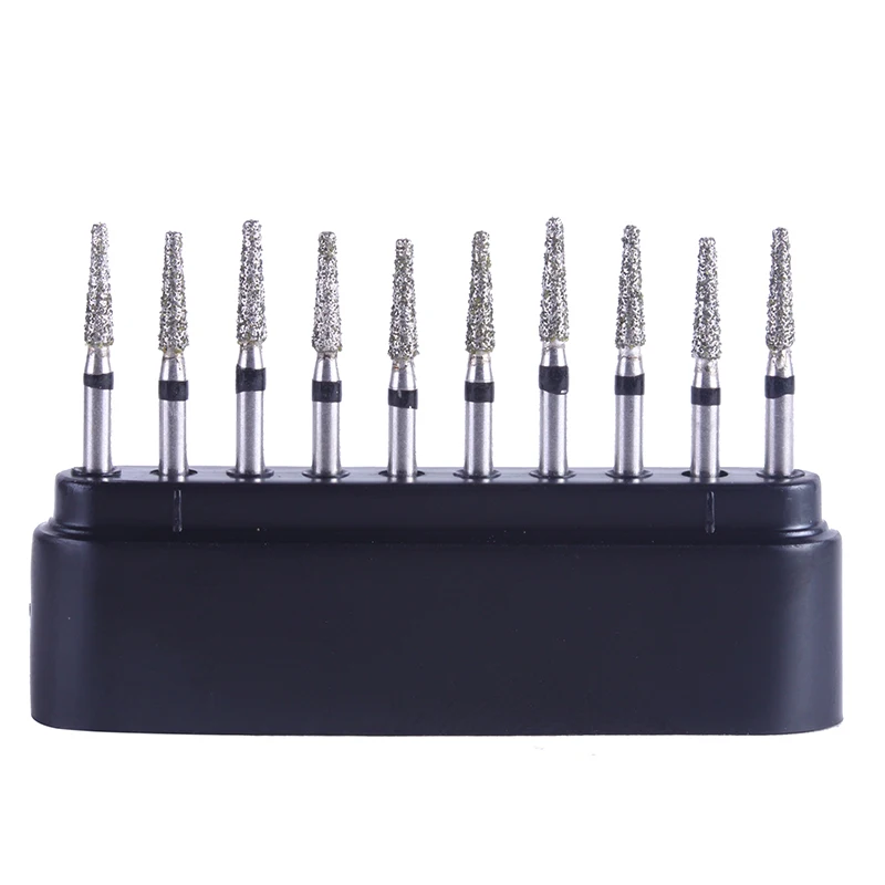 LYuen 10Pcs Super Coarse Diamond Burs Kit – Multiple Shapes for Crown/Cavity Preparation, FG 1.6mm for High Speed Handpiece, with Black Storage Box (All Super Coarse Grit)