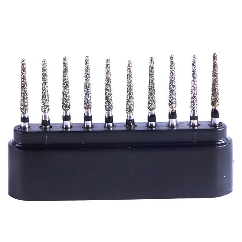 LYuen 10Pcs Super Coarse Diamond Burs Kit – Multiple Shapes for Crown/Cavity Preparation, FG 1.6mm for High Speed Handpiece, with Black Storage Box (All Super Coarse Grit)