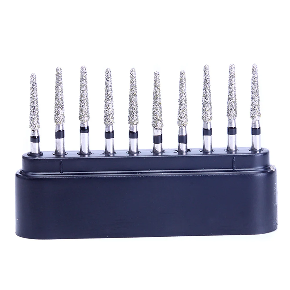 LYuen 10Pcs Super Coarse Diamond Burs Kit – Multiple Shapes for Crown/Cavity Preparation, FG 1.6mm for High Speed Handpiece, with Black Storage Box (All Super Coarse Grit)