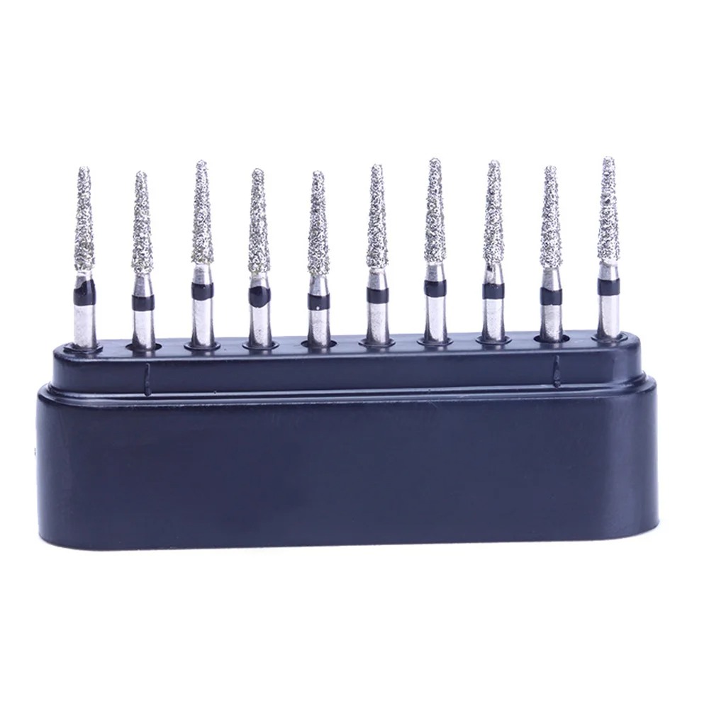 LYuen 10Pcs Super Coarse Diamond Burs Kit – Multiple Shapes for Crown/Cavity Preparation, FG 1.6mm for High Speed Handpiece, with Black Storage Box (All Super Coarse Grit)