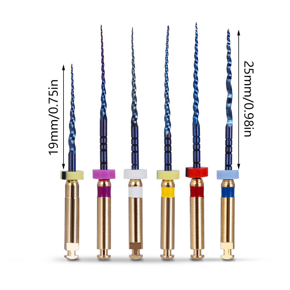 LYuen Dental Heat Activated Root Canal Files Kit SX-F3 6pcs/Box Heat Treated NiTi High Flexibility Dentist Endodontic Treatment Curved Canal Preparation Instruments