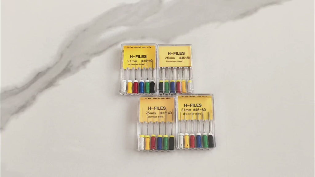 LYuen Hand Use H Files 21mm/25mm Stainless Steel High Filing Efficiency Dentist Endodontic Root Canal Treatment Multiple Sizes Available